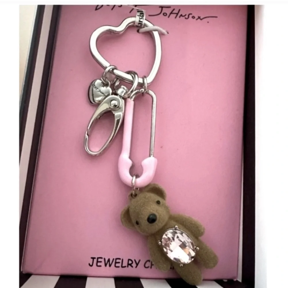 👉✨️ Betsey Johnson Paperclip  Brown Teddy Bear Keychain Bag Charm